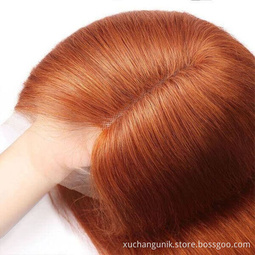 Uniky Orange Ginger Body Wave Lace Front Wig Human Hair Brazilian Remy Hair HD Transparent Deep Part Loose Wavy for Black Women